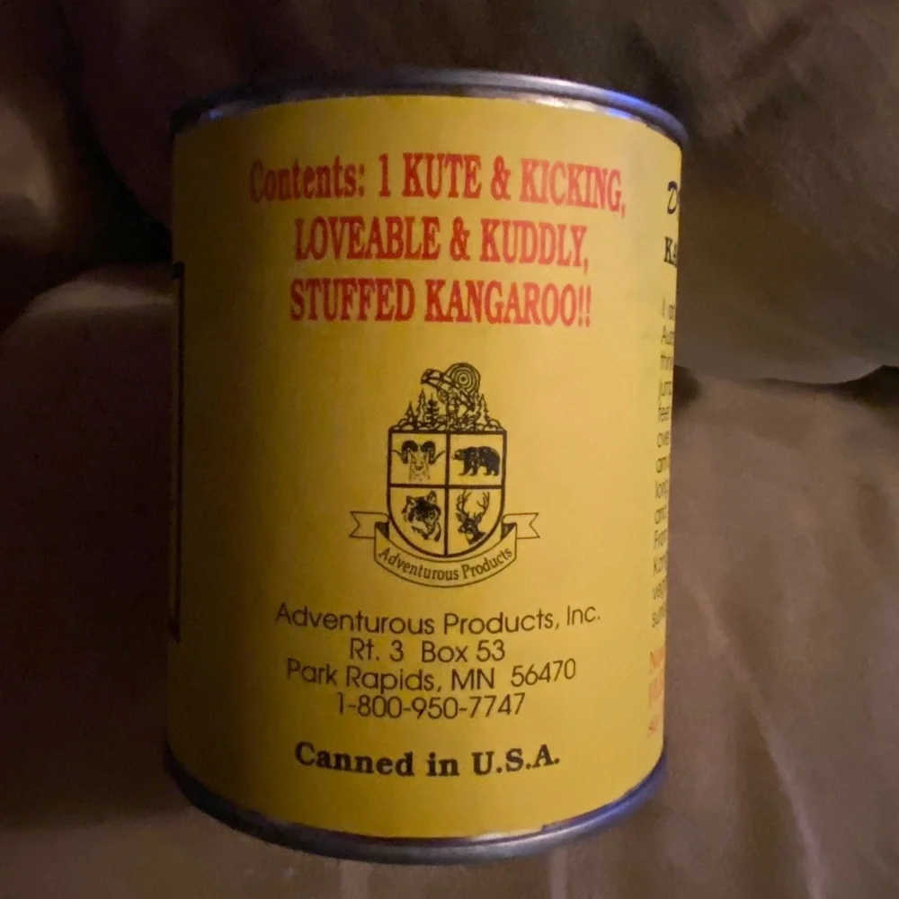 Vintage Kangaroo Stuffed Animal in a Can | Sealed Plush Surprise Toy